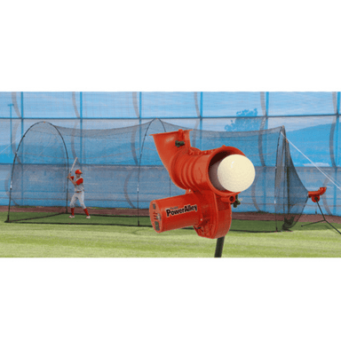 Heater Sports PowerAlley 360 12 in Lite Softball Machine w/ Power Alley 22 Ft. Batting Cage